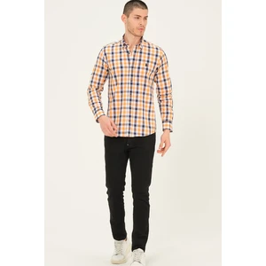 G759 DEWBERRY MEN'S SHIRT-LACİVERT-ORANJ