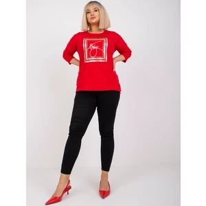 Angelicay red plus size 3/4 sleeve blouse