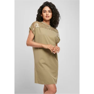 Women's lace T-shirt in khaki color