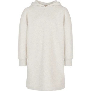 Girls' oversized terry dress with a hood - light gray