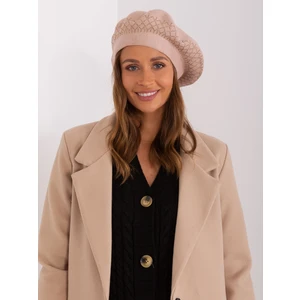 Beige women's beret with rhinestones