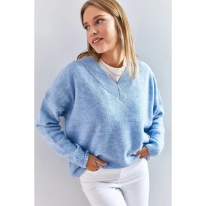 Bianco Lucci Women's V-Neck Knitwear Sweater