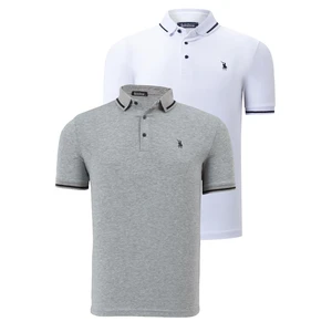 DOUBLE SET T8586 DEWBERRY MEN'S T-SHIRT-WHITE-GREY