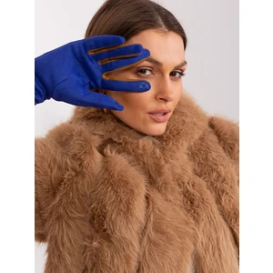 Cobalt blue touch gloves with decorative strap