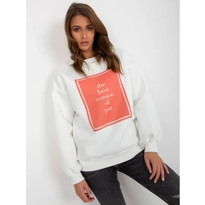 Ecru insulated oversize sweatshirt with print