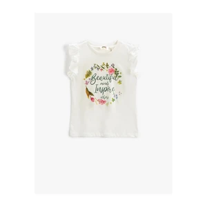 Koton Sleeveless Frilled Floral T-Shirt Crew Neck