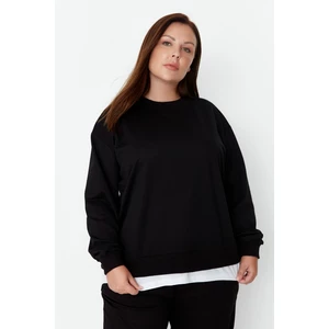 Trendyol Curve Black Bottoms T-Shirts With a Come Out Look, Knitted Thin Sweatshirt