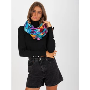 Women's turquoise and fuchsia flower scarf