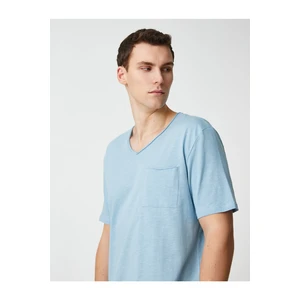 Koton Basic T-Shirt V-Neck Pocket Detailed Short Sleeves