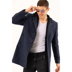 PLT8376 DEWBERRY MEN'S COAT-PATTERNED NAVY BLUE