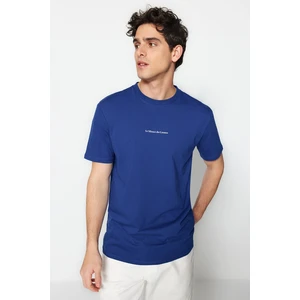 Trendyol Indigo Men's Regular/Normal Fit 100% Cotton T-Shirt with Minimal Text.