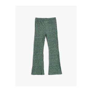 Koton Ribbed Spanish Leg Pants with Elastic Waist, Soft Textured.