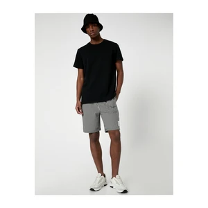 Koton Bermuda Shorts with Label Print, Pocket Detail, Lace-Up Waist.