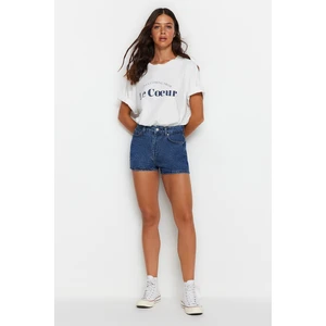 Trendyol Blue High Waist Denim Shorts