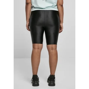 Women's Shiny Metallic High-Waisted Cycling Shorts Black