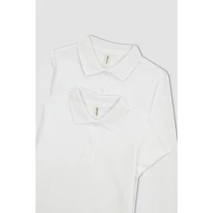 DEFACTO Girl Regular Fit Polo Neck Pique 2-piece Long Sleeved Polo T-Shirt