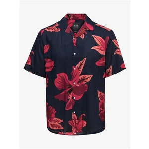 ONLY & SONS Red-Black Mens Flowered Short Sleeve Shirt ONLY & SON - Men