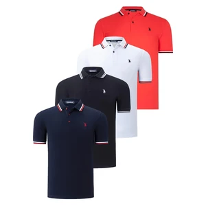 QUAD SET T8594 DEWBERRY MENS T-SHIRT-BLACK-WHITE-NAVY BLUE-POMEGRANATE