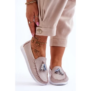 Openwork leather moccasins Light pink Lanzarot