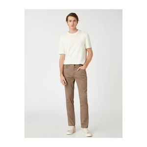 Koton Slim-fit Trousers 5-Pocket, Buttoned Textured