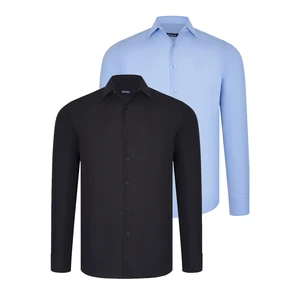 DUAL SET G726 DEWBERRY MENS SHIRT-BLACK-BLUE