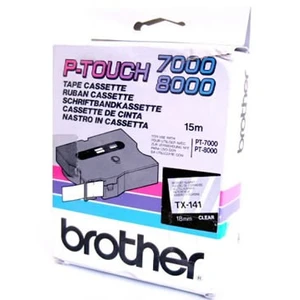 Brother TX-141, 18mm x 8m, čierna tlač / priehľadný podklad, originálna páska