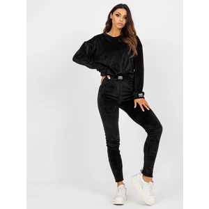 Women's black velour set with leggings