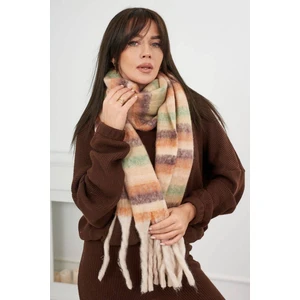 6071 Women's scarf beige + red