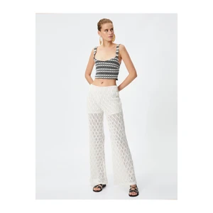 Koton Melis Agazat X Cotton - Openwork Crochet French Leg Trousers.