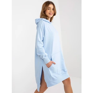 Light blue hoodie basic dress with hood