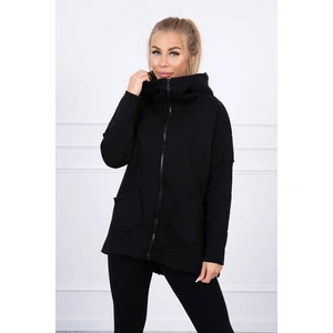 Insulated sweatshirt with longer back and pockets black