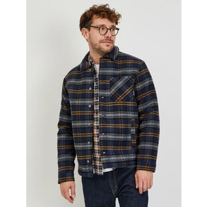 Dark Blue Mens Plaid Shirt Blend - Men