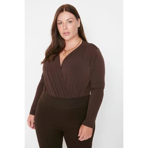 Trendyol Curve Plus Size Bodysuit - Brown - Slim fit