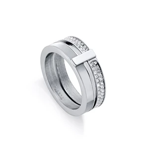 Viceroy Trblietavý oceľový prsteň s kubickými zirkónmi Chic 1393A01 56 mm