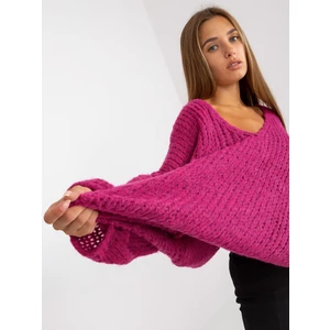Oversized fuchsia sweater with the addition of OH BELLA wool