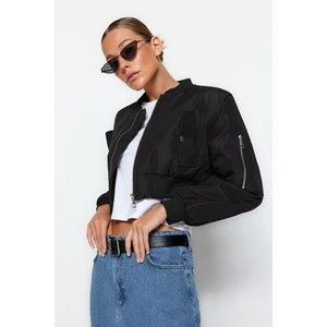 Trendyol Black Oversize vízálló crop bomber kabát kabát