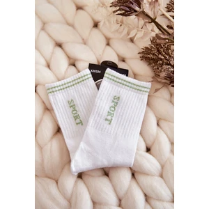 Women's Sports Socks Vertical Inscription Sport White