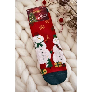 Dámské Vánoční Ponožky Sněhulák vločkou Cosas Červené