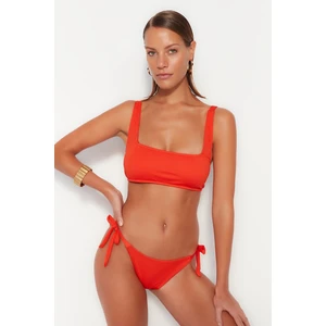 Trendyol Red Tied, Textured, Regular Leg Bikini Bottoms