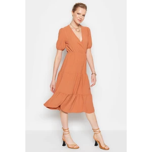 Trendyol Tile Straight Cut Midi Dress With Double Breasted Collar