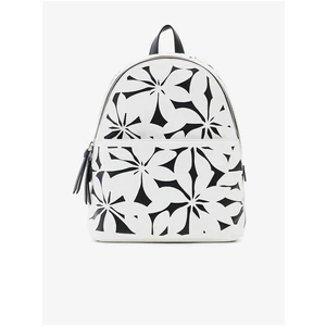 White Women's Flowered Backpack Desigual Onyx Mombasa Mini - Women