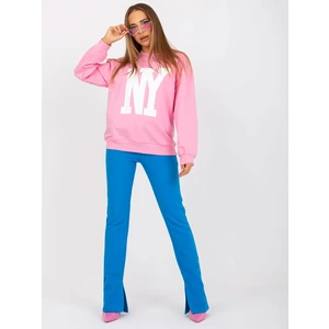 Women's pink sweatshirt with cotton print