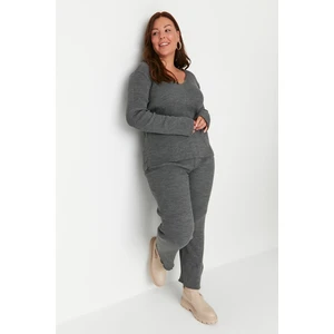 Trendyol Curve Plus Size Two-Piece Set - Gray - Regular fit