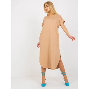 Oversize camel dress with short sleeves OH BELLA