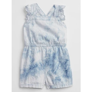 Modrý holčičí dětský overal tie-dye denim romper