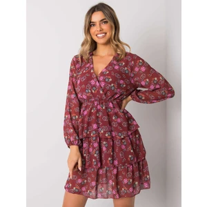 RUE PARIS Women's chestnut dress with prints