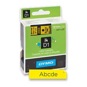 Dymo D1 45808, S0720880, 19mm x 7m, černý tisk/žlutý podklad, originální páska