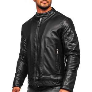 Geacă de piele biker izolata termic neagra Bolf 92531