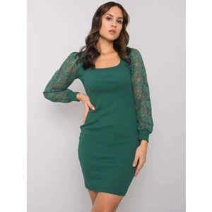 RUE PARIS Dark green dress with lace