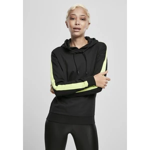 Ladies Neon Shoulder Stripe Hoody Black/electriclime